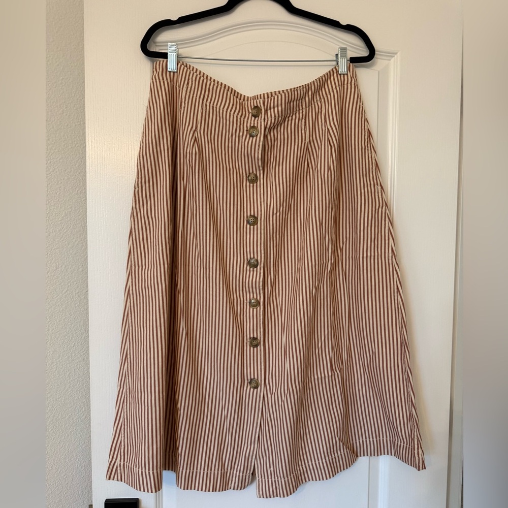 Madewell Striped  Button Front Skirt